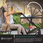 KESSER® Loops 3 in 1 Kinderwagen Kombikinderwagen Komplett-Set inkl. Babywanne & Buggy Sportsitz & Auto-Babyschale Voll-Gummireifen Wickeltasche Regenschutz Kindertisch ECE R129, Schwarz/Champagne