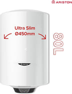 PRO1 ECO 80L - Chauffe-eau Electrique Vertical Mural Ø450 mm - Intelligent Fonction ECO - Classe B - Conçu et fabriqué pour être installé en France