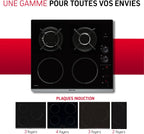 Brandt - BPI6413BM - Plaque Induction et Gaz - Table de Cuisson - Noir - 4 Foyers - 3400W Electrique et 4600 Gaz - Dimensions Encastrement : 56x49cm - 9 Positions par Foyer - Fabriqué en France