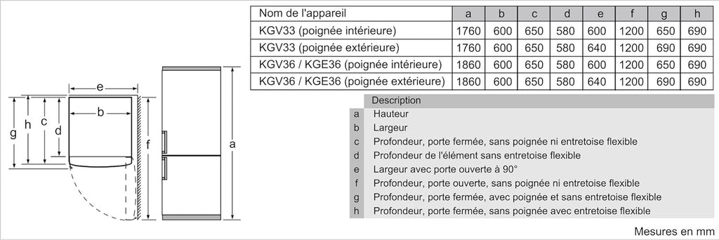 KGV33VLEAS - Réfrigérateur combiné pose libre - Série 4 - 288L - Froid brassé - L 60cm x H 176cm - Inox