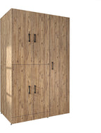 ROOMART Dora - Armoire de machine à laver - Pour sèche-linge et machine à laver - En 4 couleurs - Avec portes et panneau coulissant - Blanc - Chêne blanc - Chêne anthracite - Chêne blanc (chêne blanc)