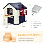 Maison Chef House -Thème Burger Bar - Table de Pique Nique Cabane de Jardin Anti-UV en Plastique 164x124x132 cm Bleu/Rose/Jaune