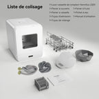 Mini lave-vaisselle de table, 6+1 Programmes de lavage, 5 Couverts et réservoir d'eau de 5L