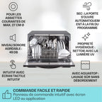 Mini Lave Vaisselle de Table de 8 Couvert,Silencieux,6 Programmes de Lavage,Portable,Facile à Installer pour la Maison et Bureau -