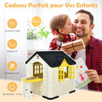 Maison Chef House -Thème Burger Bar - Table de Pique Nique Cabane de Jardin Anti-UV en Plastique 164x124x132 cm Bleu/Rose/Jaune