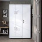 ROOMART Dora - Armoire de machine à laver - Pour sèche-linge et machine à laver - En 4 couleurs - Avec portes et panneau coulissant - Blanc - Chêne blanc - Chêne anthracite - Chêne blanc (chêne blanc)