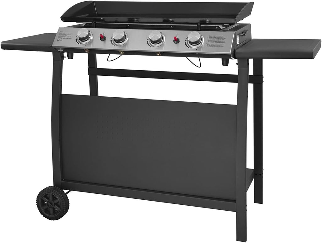 Plancha au gaz Valencia - 4 brûleurs 10kW + Chariot