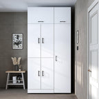 ROOMART Dora - Armoire de machine à laver - Pour sèche-linge et machine à laver - En 4 couleurs - Avec portes et panneau coulissant - Blanc - Chêne blanc - Chêne anthracite - Chêne blanc (chêne blanc)