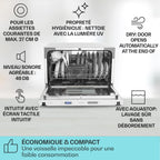 Mini Lave Vaisselle de Table de 8 Couvert,Silencieux,6 Programmes de Lavage,Portable,Facile à Installer pour la Maison et Bureau -