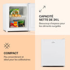 Klarstein Mini Congelateur Armoire, Petit Congélateur pour la Chambre et la Maison, Mini congélateur 33L, Congelateur Petite Taille avec Etagère, Econome en Energie, Appareil à glaçons et Grattoir