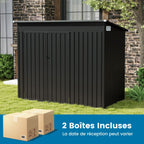 Abri de Jardin Extérieur Abri à Outils de Jardin avec 2 Portes Design Incliné Aérations Cadre en Métal Galvanisé 235x117x185cm Gris Foncé