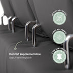 John Canapé-Lit d’Angle 4 Places – Chaise Longue Réversible, Têtières Réglables et 2 Poufs – Revêtement en Polyuréthane – Style Moderne – 263x161x96 cm – Noir