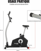 '- Vélo d’Appartement Motorisé CV-351 – Masse d'Inertie 10kg - Résistance Magnétique à 16 Niveaux - 7 Programmes d'Entraînement - Selle Ajustable - Connectivité Application Kinomap