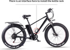 ride66 Vélo électrique VTT pour Homme Adulte, 26 Pouces 21Ah Batterie au Lithium Shimano 7 Vitesses, Vélo Homme Fat Bike Noir XL