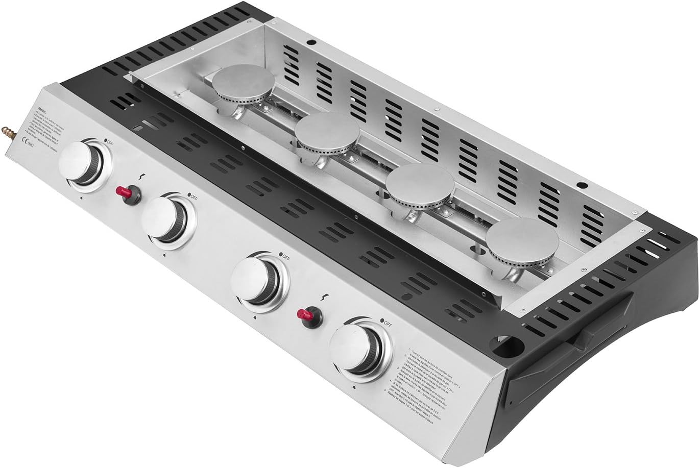 Plancha au gaz Valencia - 4 brûleurs 10kW + Chariot