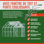 Gardebruk Serre de Jardin en Aluminium 7,63m&sup3; abri ext&eacute;rieur pour Plantes l&eacute;gumes 250x190x195cm avec fen&ecirc;tres