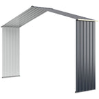Abri de Jardin en Métal & Extension 10.85㎡ avec 2 Portes Coulissantes Verrouillables 4 Trous d’Aération Gris pour Vélo