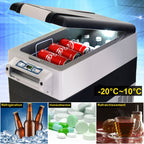 Réfrigérateur 52l de Voiture -20℃/+10℃ Mini Réfrigérateur Portable Ecran Lcd Adaptateur 69x34,5x52,5cm Noir+Gris