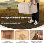 Tente de Camping Gonflable 6 m² pour 4-6 Personnes Tente en Coton Coupe-vent et Imperméable avec Pompe 7 Fenêtres à Moustiquaire Beige